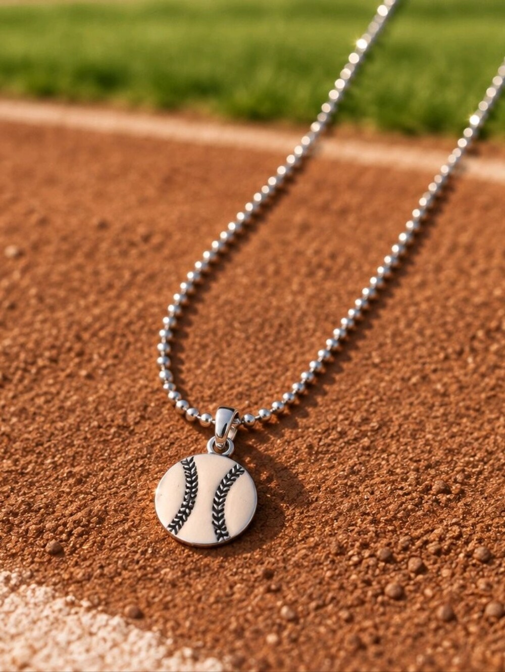 Cookie Lee Softball Baseball Charm Sterling Silver Chain Necklace